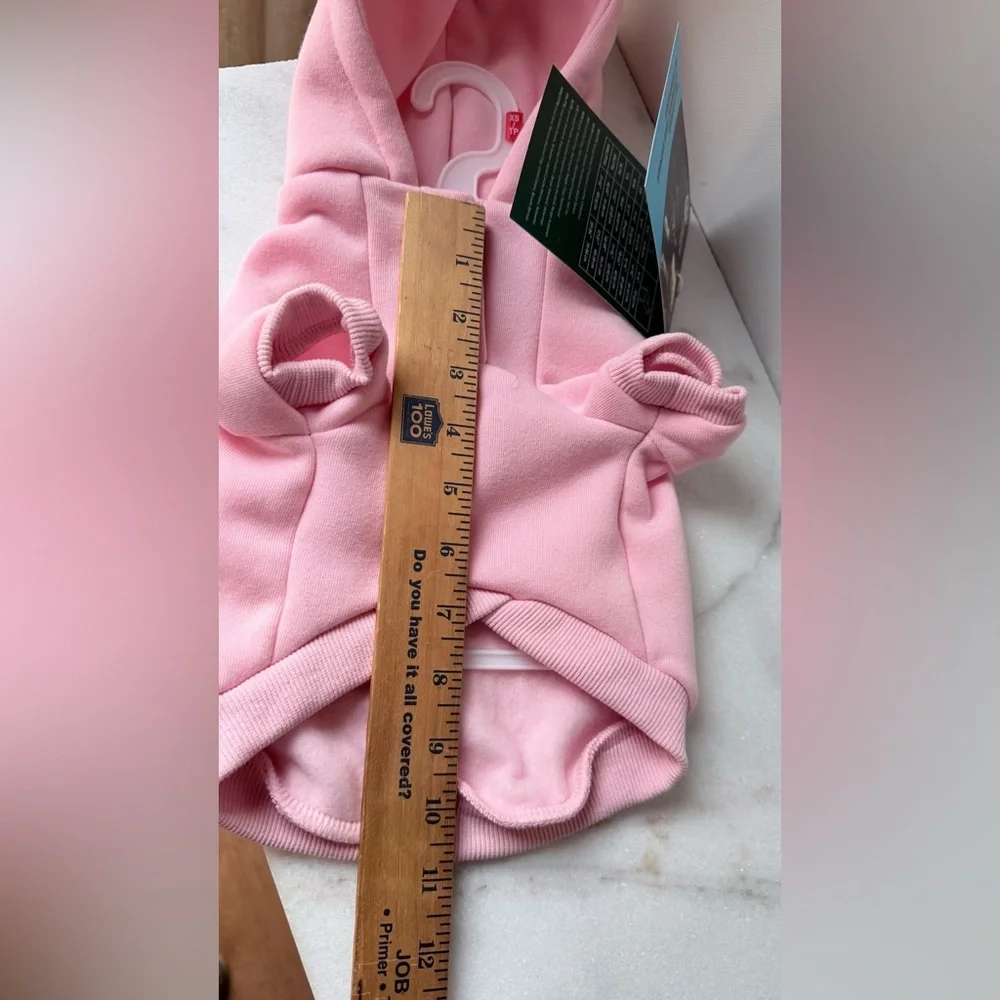 pink hooded pet sweatshirt text 